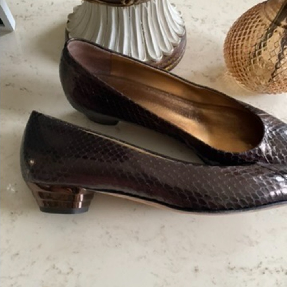 Giuseppe Zanotti Brown and Gold Snakeskin Flats - Picture 4 of 4